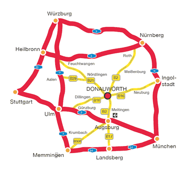 Anfahrt Donauw&ouml;rth